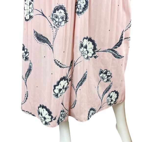 Whistles Pleated Floral Ruffle Wide Leg Cocktail Jumpsuit Pink Blue Size US 4 - Picture 6 of 10